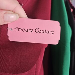 Amoure Couture Dress - Burgundy with Green Accent